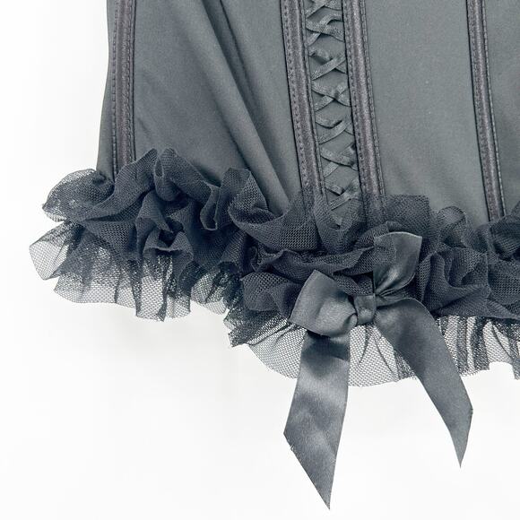 Torrid Womens Whimsigoth Victorian Mesh Ruffled Bow Corset Top Size 2X Black - Picture 2 of 7